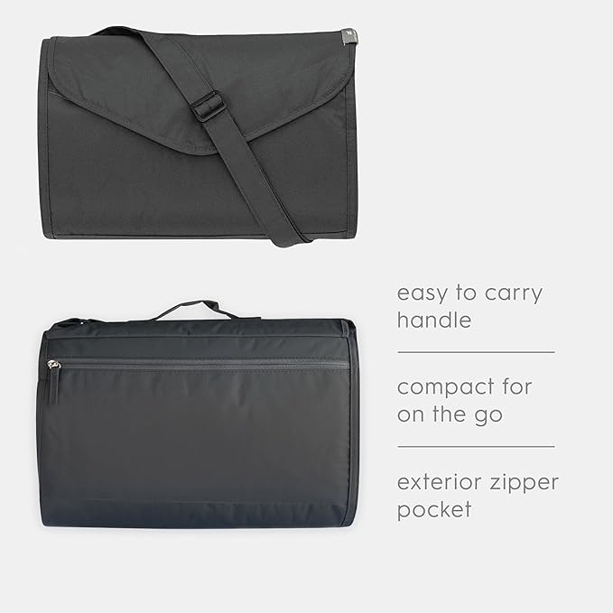 Little Unicorn 5'x7' Outdoor Family Picnic & Beach Blanket | Durable & Water-Resistant Fabric | Compact Fold & Easily Wipes Clean | Zipper Pocket (Midnight Poppy)