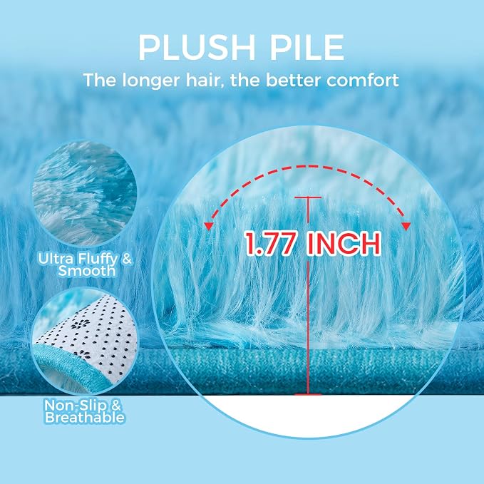 Ultra Soft Rug for Living Room, 8X10 Fluffy Shag Area Rug for Bedroom, Modern - Image 4
