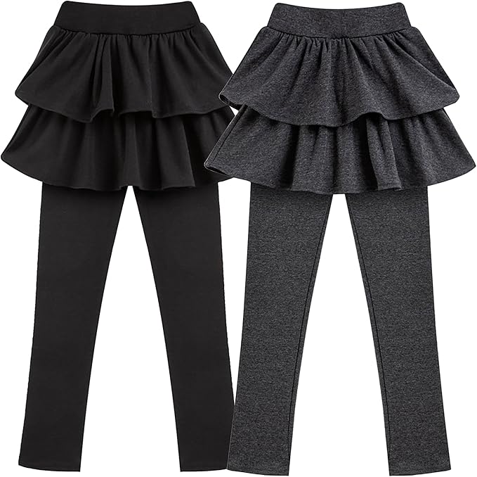 Girls School Uniform Pants Leggings with Skirts Stretch Warm Jegging 4-12 Years