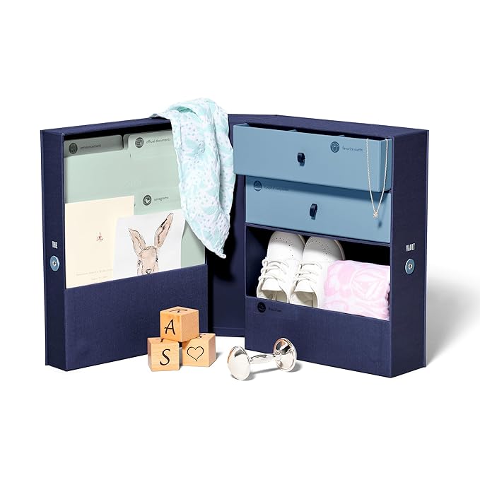 Savor | Baby Keepsake Organizer Box | The Original Fabric Acid-Free Modern Minimalist Gender-neutral Memory Box with Labels | For Pregnancy, Mother’s Day, Baby Shower, New Baby Girl Baby Boy Gifting