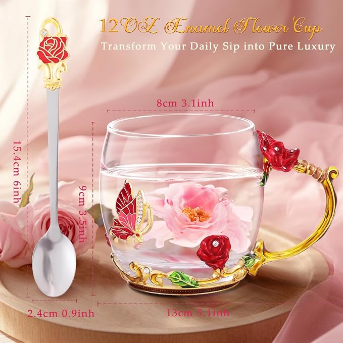 Women Glass Tea Coffee Pretty Cup Gift Set Cute Mug Teacher Appreciation Soul - Image 6
