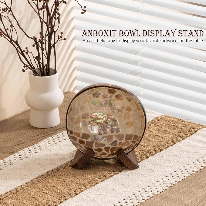 ANBOXIT Bowl Stands for Display, 3 Pack 3.5 Inch Plate Holder, Wooden Easel | - Image 2