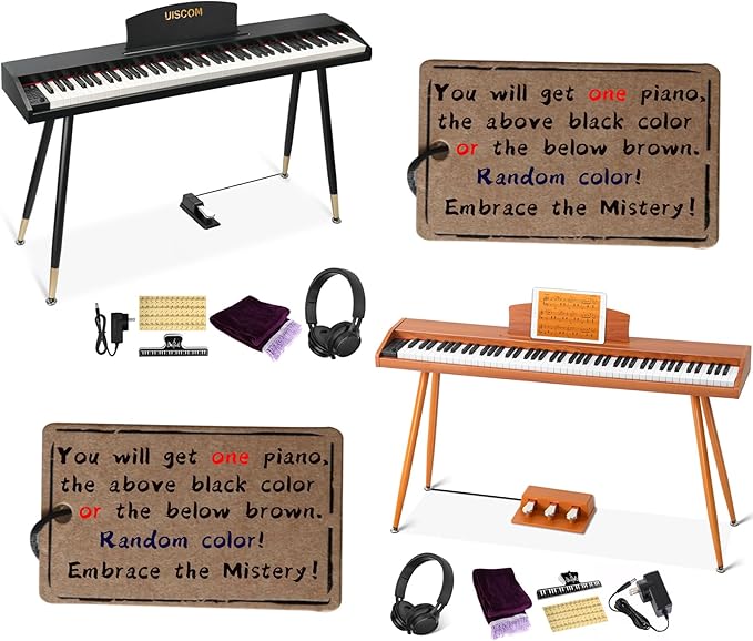 Digital Piano Keyboard 88 Key Semi-Weighted for Beginners,Full Size Electric Piano with Stand,Triple Pedal,Adapter,Sheet Music Stand,Headphone,USB-MIDI Compatible,Wood Brown or black