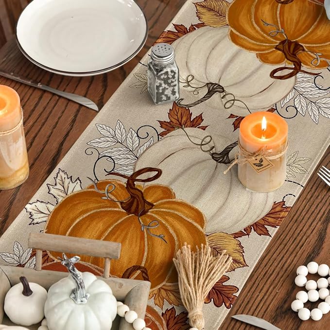 Artoid Mode 210 GSM Fall Table Runner 13x48 Inch Home Party Decor | Orange - Image 7