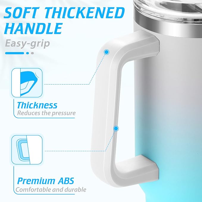 40 oz Tumbler with Handle | Stainless Steel Insulated Tumblers with Lids and - Image 4