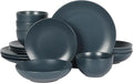 Gibson Home Queenslane 16-Piece Matte Blue Stoneware Dinnerware Set – Double by GibsonHomewares