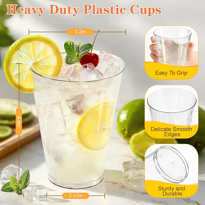 Glowserve 200 Pack Clear Plastic Cups 12 oz Plastic Drinking Cups - Image 4