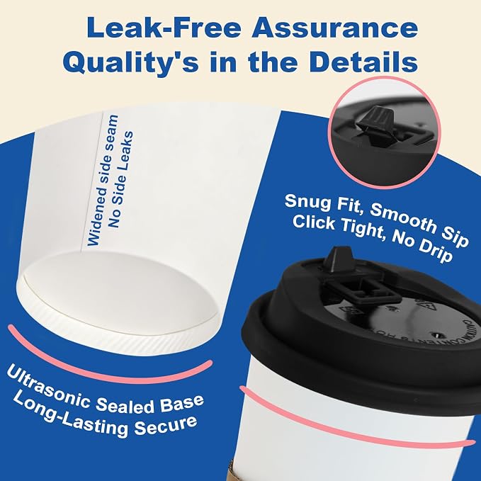 16 oz Coffee Cups + 16 Extra Cups Bulk Disposable To-Go Paper Cups - Image 4