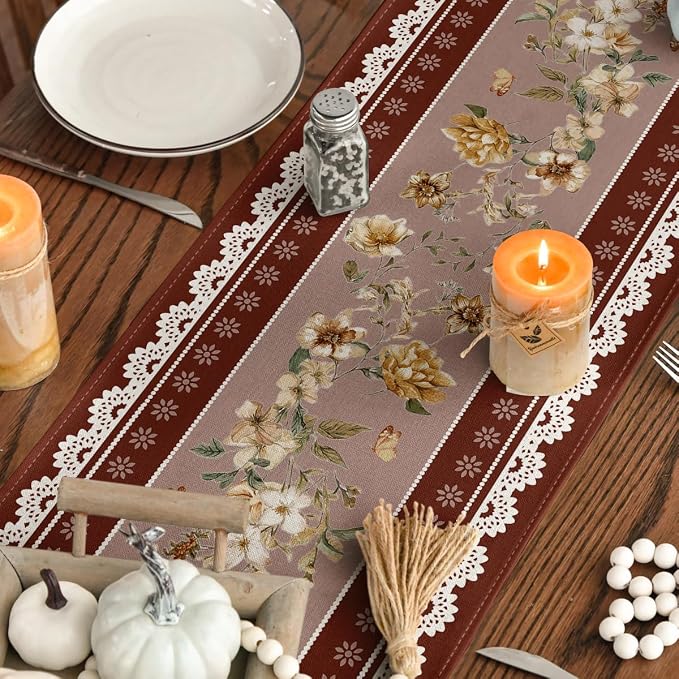 Artoid Mode 210 GSM Fall Table Runner 13x36 Inch Home Party Decor | Brown - Image 7