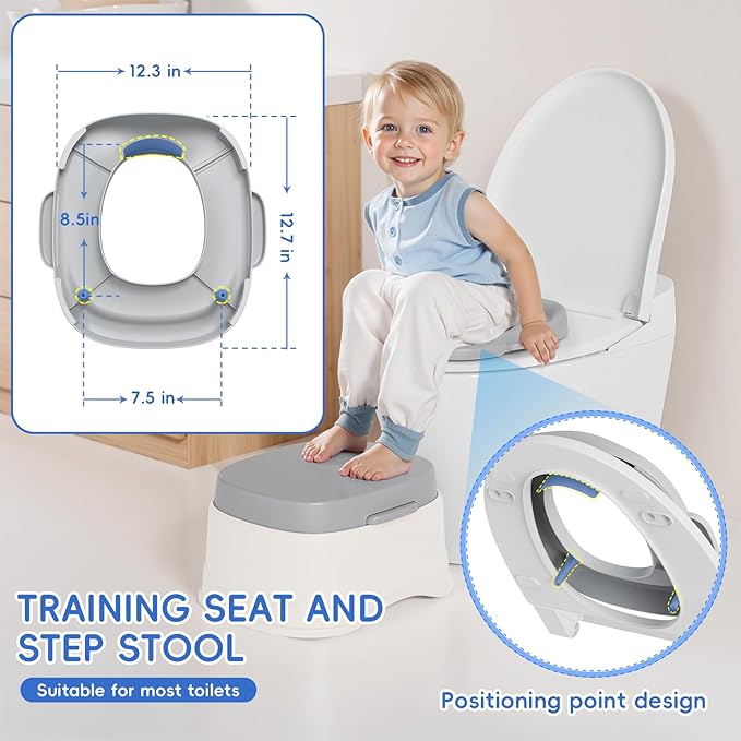 3-in-1 Potty Training Toilet, Potty Training Seat with Steps Ladder, Detachable Toilet for Toddlers - Perfect for Boys and Girls