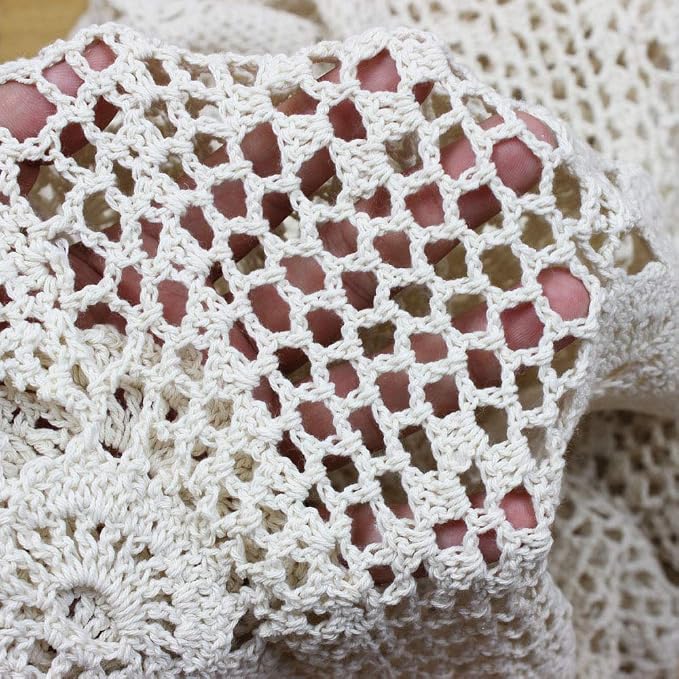 Cotton Handmade Crochet Lace Oval Table Runner White 12x48 Inch - Image 4