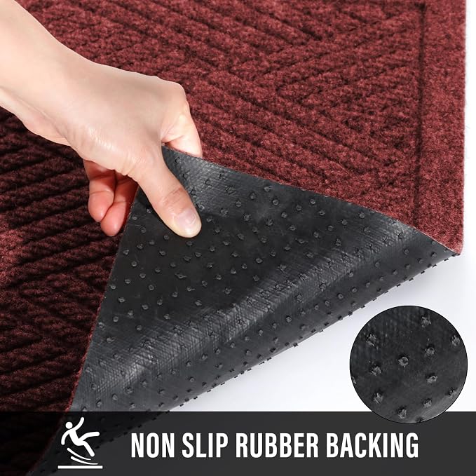 HIYARD Durable Front Door Mat, Absorbent Muddy Dirt Resist Welcome Door Mats - Image 3