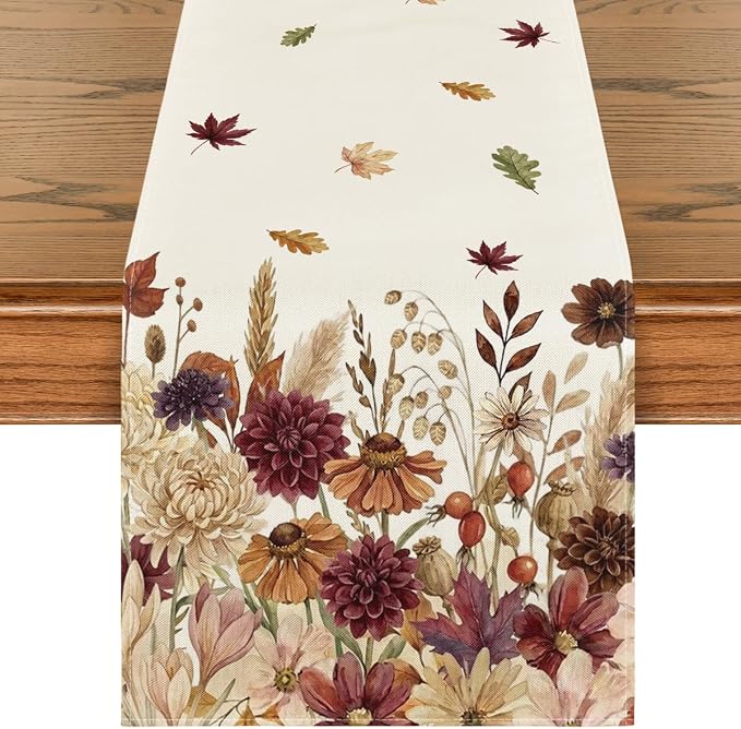 Artoid Mode 210 GSM Fall Table Runner 13x120 Inch Home Party Decor | Watercolor by ArtoidMode