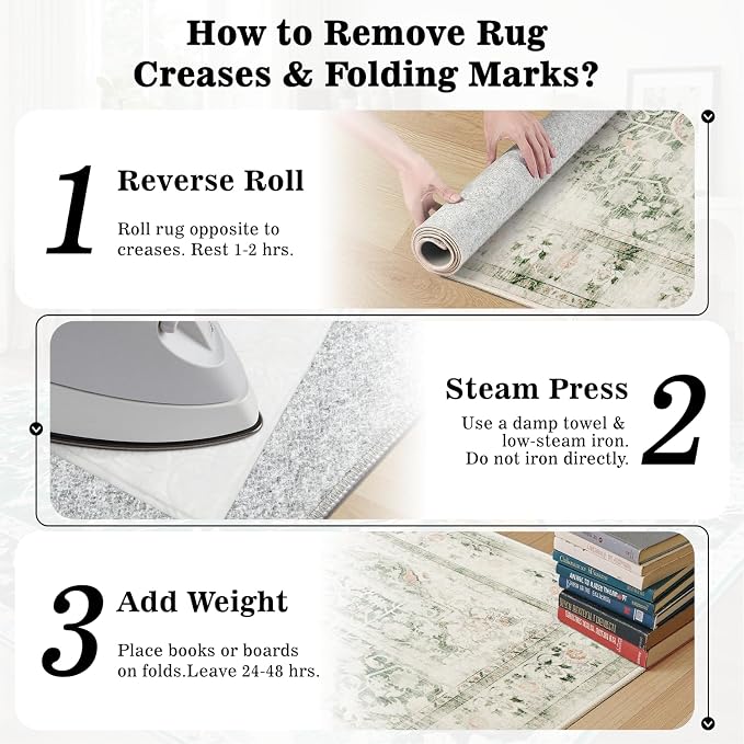 DCX 6x9 Green Rug, Machine Washable Stain Resistant Distressed Vintage Rug - Image 9