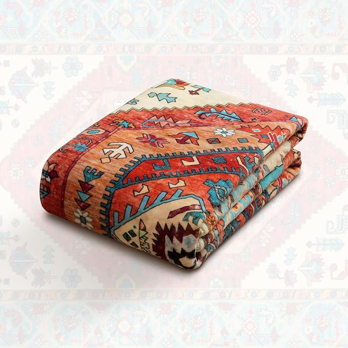SERISSA Boho Area Rug 8x10 Orange, Washable Large Rugs - Image 7