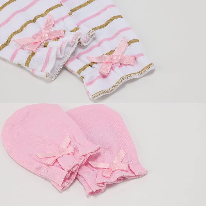 Newborn Baby Boy Girl Caps Mittens Socks Set Cotton Baby Essentials Accessories (Hats+Gloves+Socks)