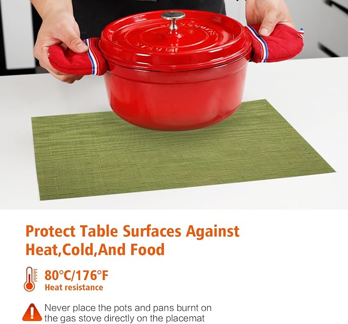 Placemats Set of 8, Vinyl PVC Heat Resistant Washable Placemats Set, Non Slip - Image 3