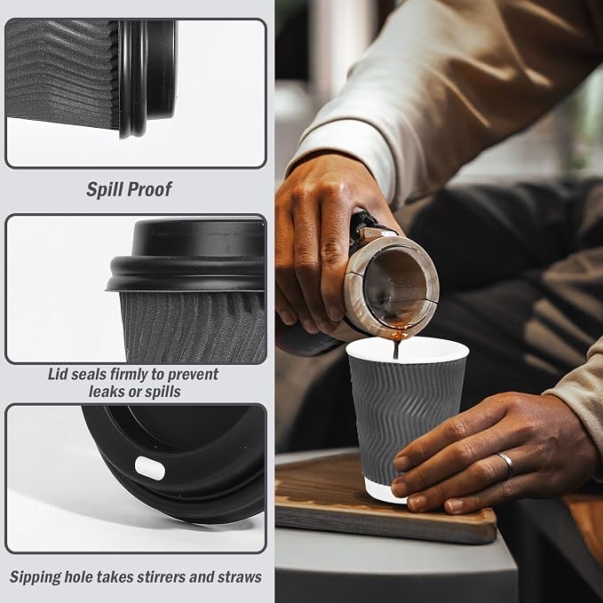 Lamosi 50 Pack 12 oz Insulated Disposable Coffee Cups - Image 3