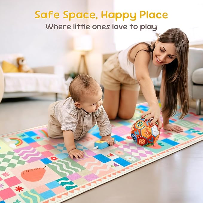 Pink Runner Rug for Girls Bedroom, Kids Hallway Washable Rug, Soft Non-Slip - Image 7