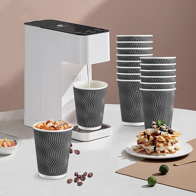 Lamosi 50 Count Insulated Coffee Cups 12 oz, Disposable Paper Cups No Lids | - Image 5