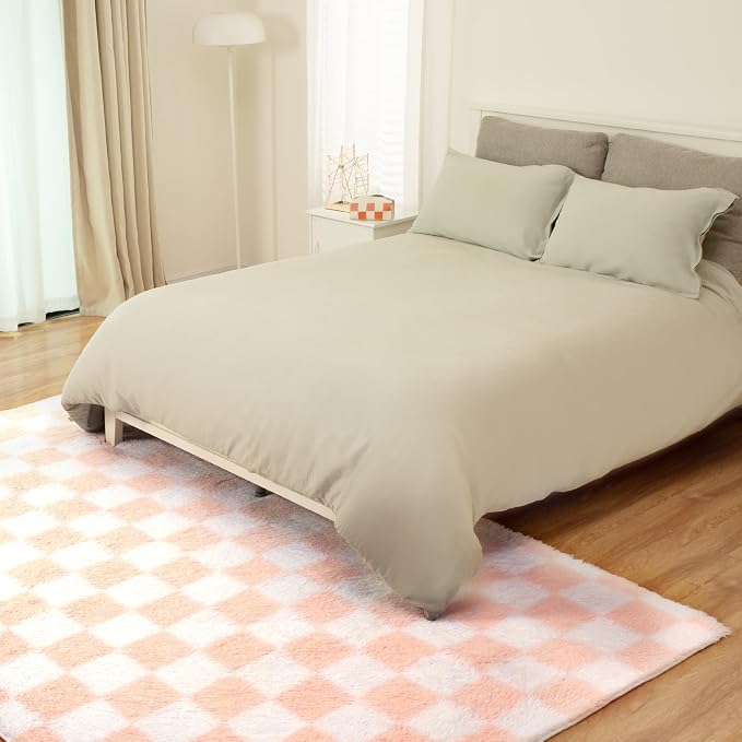 Super Soft Rug for Bedroom, 3x5 Ft Pink and White Area Rug Classic Checkered - Image 7
