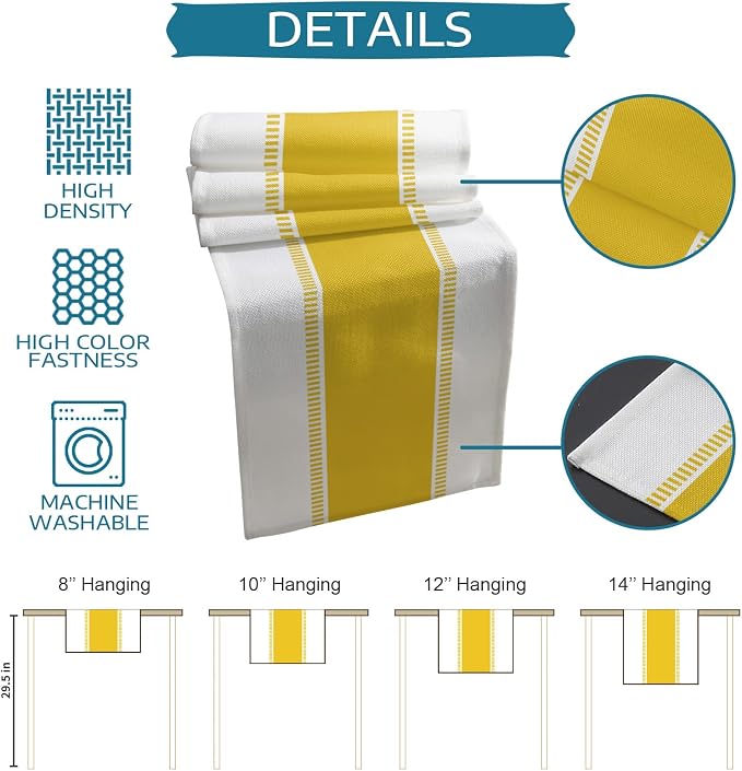 Yellow Table Runners 120 inches Long, Modern Stripes Table Runner Farmhouse - Image 7