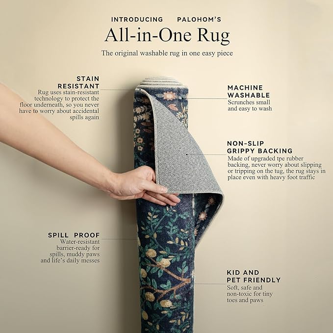 8x10 Area Rugs for Living Room: Washable Bedroom Rug Vintage Area Rug Stain - Image 4