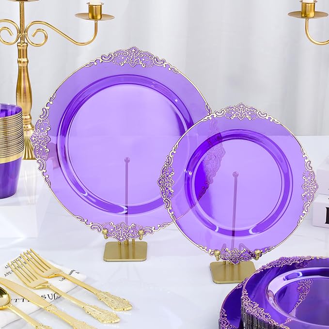 Bestluck 350PCS Purple Disposable Dinnerware - Image 4