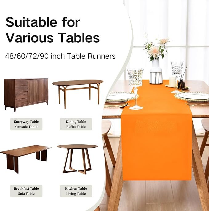Farmhouse Orange Table Runner Dining Table Runners 48 Inches Long Coffee Table - Image 5