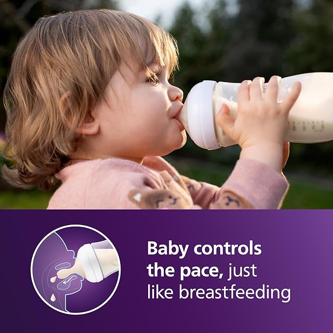 Philips Avent Natural Baby Bottles with Natural Response Nipples (Fast Flow, Flow 4), 11oz, 2-Pack, SCY906/02