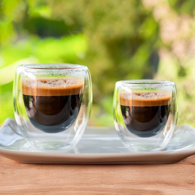 Espresso Cups Set of 4, 3oz Espresso Shot Glass Double Walled Coffee Cups | - Image 8