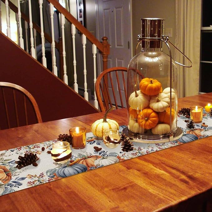 Fall Thanksgiving Short Table Runners 48 Inches, Cotton Linen Fabric Autumn - Image 4