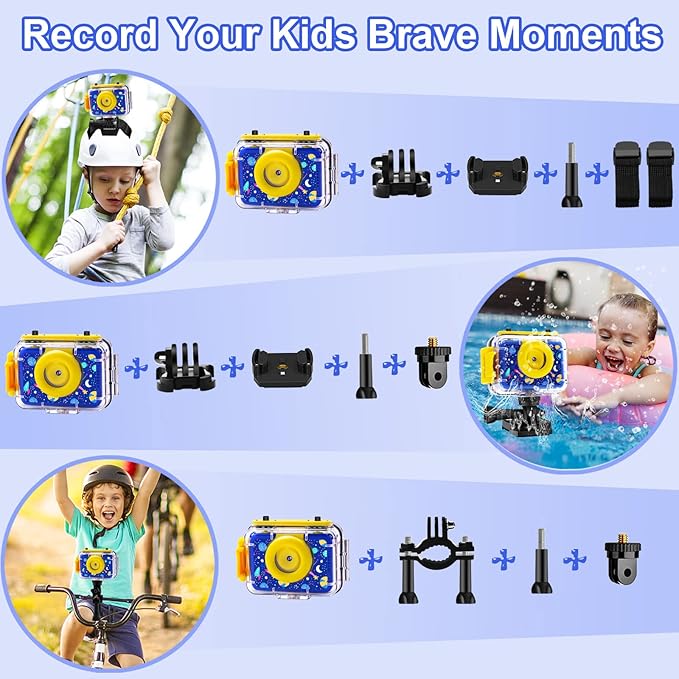 GKTZ Kids Camera - Waterproof Underwater Camera for Kids, Christmas Birthday Gifts for Boys Age 3-12, 1080P HD Children Digital Action Camera, Pool Toys for Kids Age 4-12