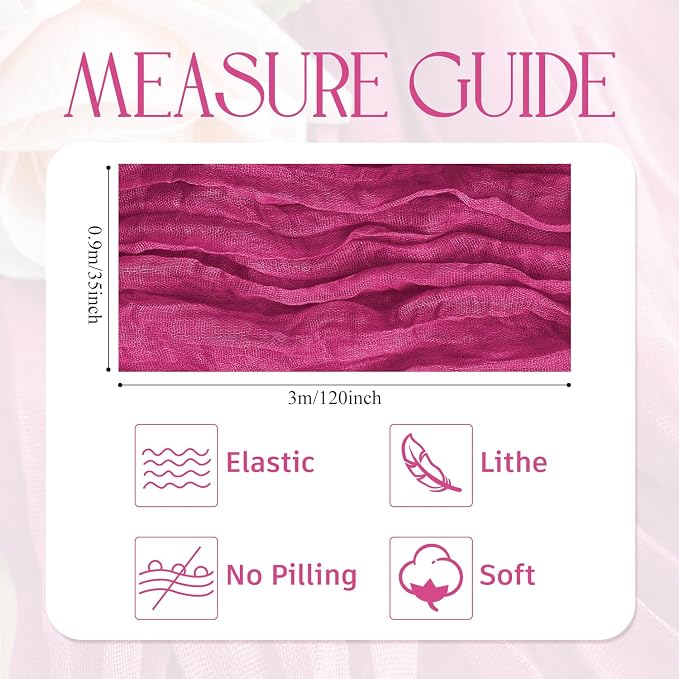 Cheesecloth Table Runner Fushia 10FT Boho Gauze Runner, 6 Pack | 120 Inch - Image 2