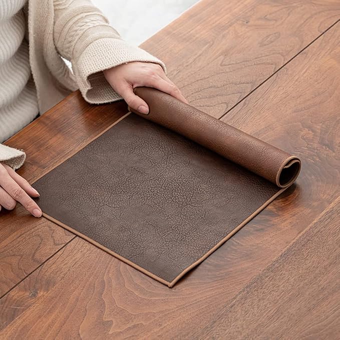 Waterproof PU Leather Table Runner, 12×20 Inch Vintage Coffee/Tea Mats - Image 7
