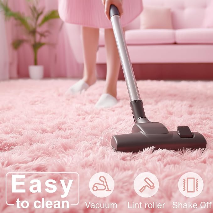 Amdrebio Pink Rugs for Girls Bedroom, 9x12 Large Fluffy Area Rugs for Living - Image 9