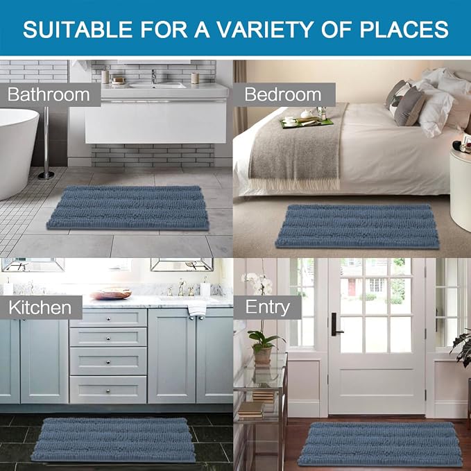 H.VERSAILTEX Bathroom Rug Sets 2 Piece Bath Mats Non Slip Thick Soft Chenille - Image 6