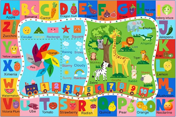 Kids Rug for Playroom, 6x9 ABC Educational Carpet for Classroom, Fun Alphabet - Image 2