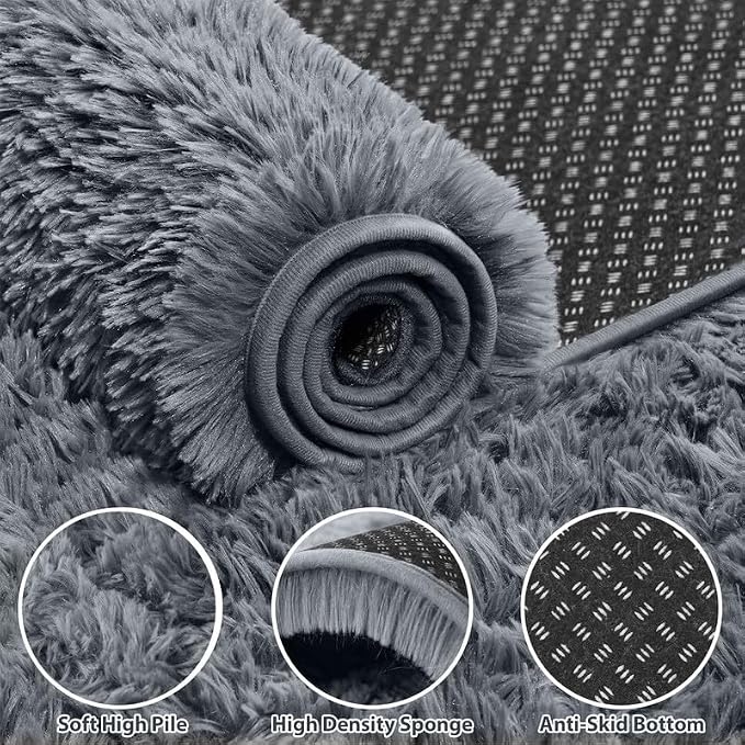 Area Rug for Living Room Bedroom: 4x6 Soft Fluffy Shag Rugs Upgrade Non-Slip - Image 5