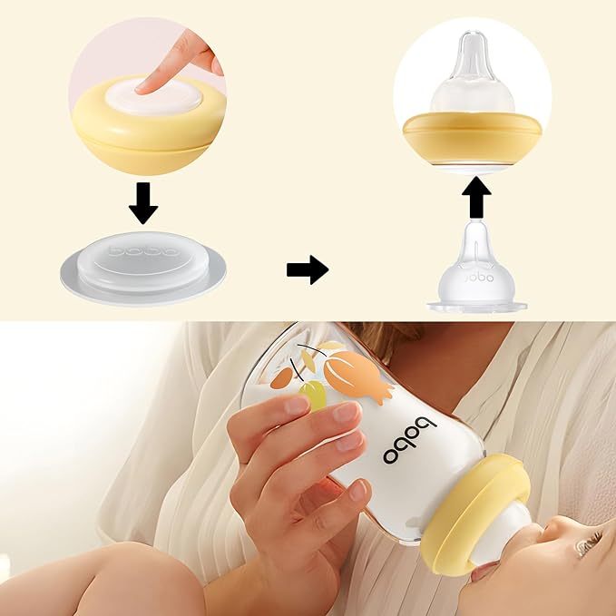 YOHKOH Breast Milk Storage Bottles - Wide Neck Glass Breastmilk Storage Bottles with Lids, BPA-Free (Multicolor1, 5.4oz (Pack of 6))