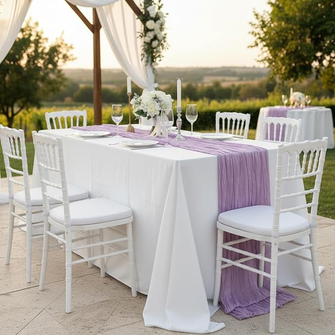 1 Pack Lilac Purple Cheesecloth Table Runner 120 Inch Boho Wedding Decor | - Image 8