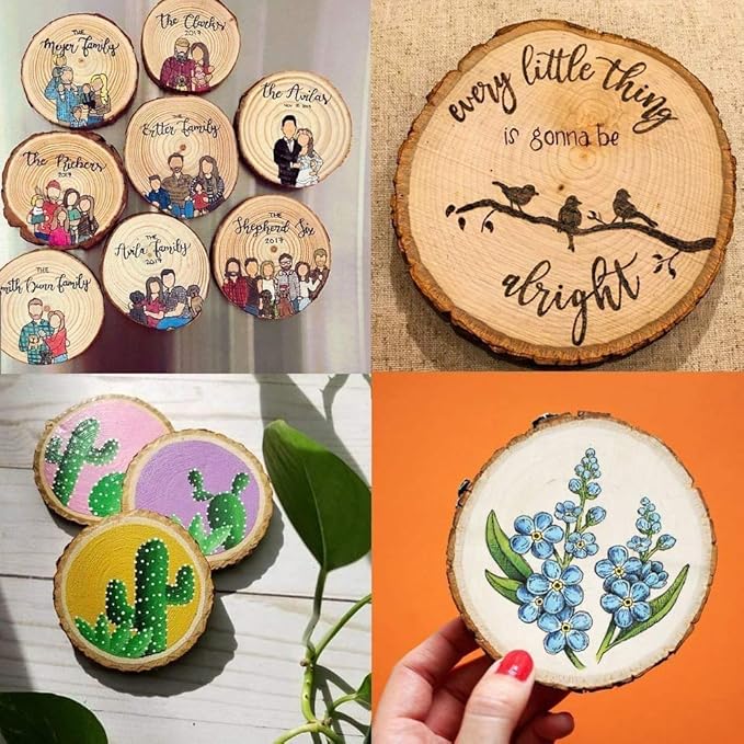 Natural Wood Slices 25Pcs 3.1-3.5 Inches Unfinished Wood Craft Kit Undrilled - Image 3