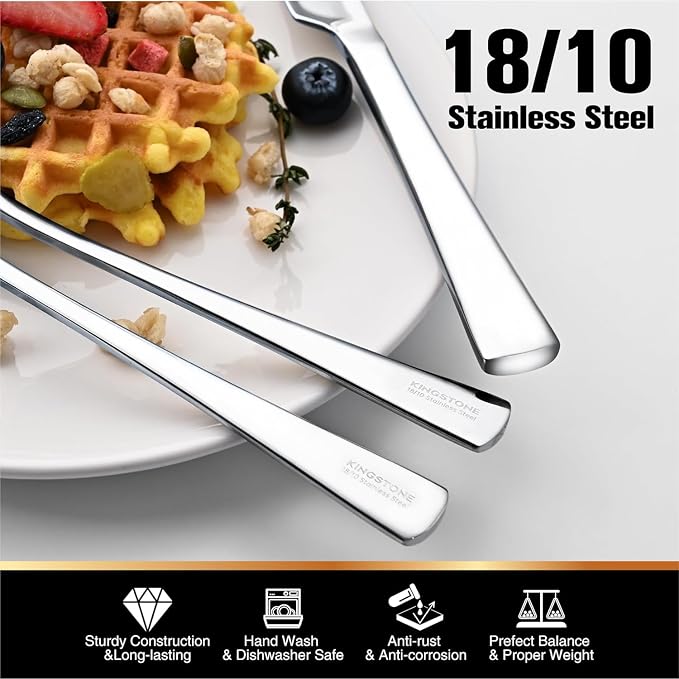 18/10 Stainless Steel Flatware, 15-Piece Forged Silverware Set - Image 4