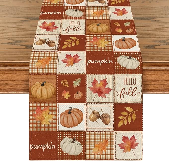 Artoid Mode 210 GSM Fall Table Runner 13x48 Inch Home Party Decor | Plaid by ArtoidMode