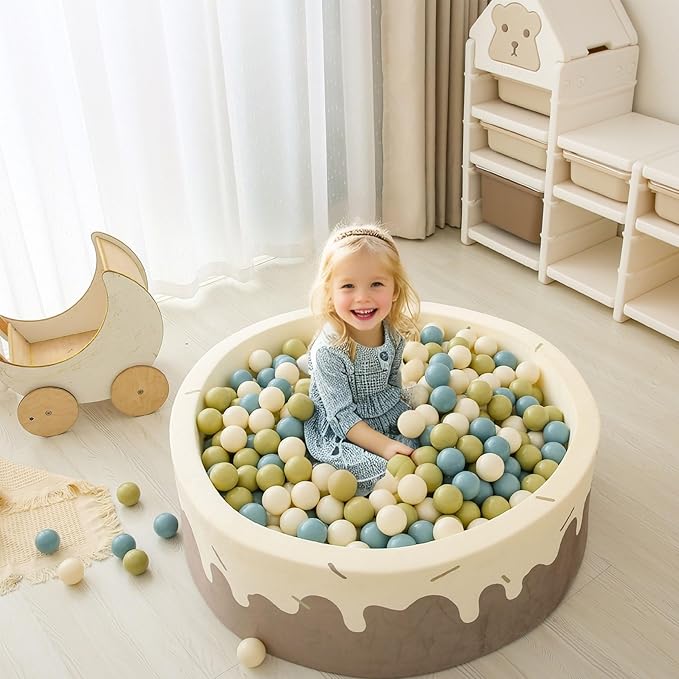 GOGOSO Balls for Ball Pit - Plastic Ball for Toddlers 1-3, Baby Kids Ball Pool Decoration,Creamy Green+Creamy Blue+ Soft White,500pcs