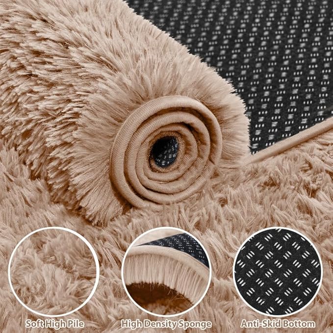 Area Rug for Living Room Bedroom: 5x7 Soft Fluffy Shag Rugs Upgrade Non-Slip - Image 5