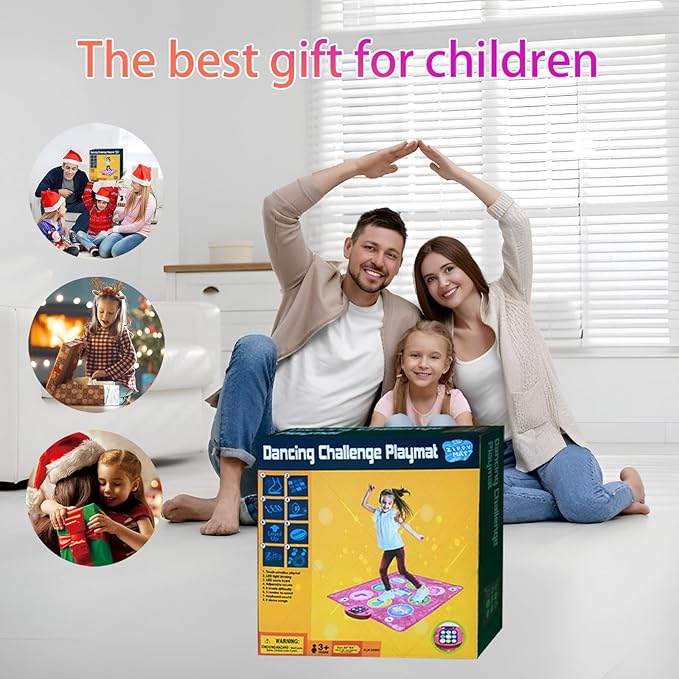 Dance Mat Toy for 3-12 Year Old Girls, Dancing Music Game Birthday for Kids, PlaymatScreen-Free Pink Dance Pad, Premium Speaker with Built-in Adjustable Volume Music, Perfect Christmas Birthday Gift