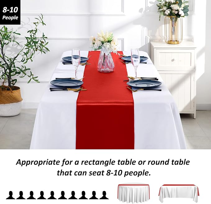 SiinvdaBZX 24 Pcs Red Satin Table Runner 12 x 108 inches Long | Bright Smooth - Image 3