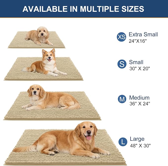 OLANLY Dog Door Mat for Muddy Paws 59x35, Ultra Absorbent Chenille Mud Doormat - Image 2