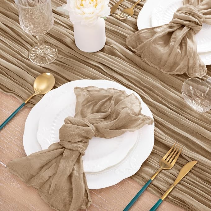 Nude Gauze Cheesecloth Table Runner 10ft Neutral Farmhouse Runner | Lightweight - Image 6